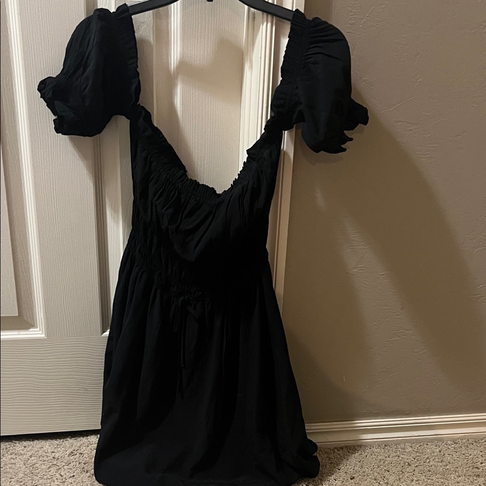 Forever 21 Black Mini Dress with Puff Sleeves